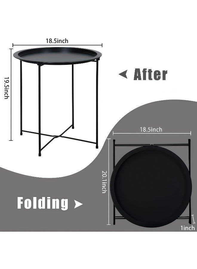 بلومنغ تايم طاولة جانبية معدنية قابلة للطي للاستخدام الخارجي - طاولة جانبية محمولة للفناء والشرفة، طاولة صينية قابلة للطي مقاومة للعوامل الجوية، مثالية للاستخدام الخارجي، والاسترخاء في الأماكن المغلقة، والتخييم، وحمامات السباحة - Image 3